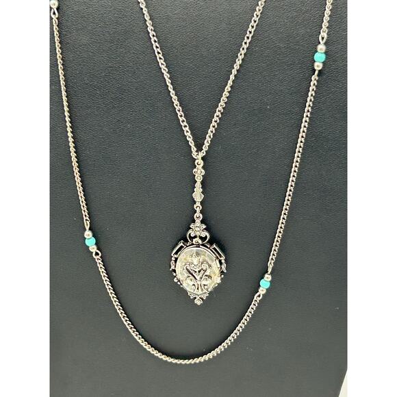 Vintage ART Double Strand Necklace with Locket Pendant - Picture 6 of 11